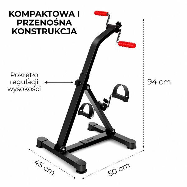 Rower rehabilitacyjny do ćwiczeń rąk i n&oacute;g Dual Bike (94670001), Czarny