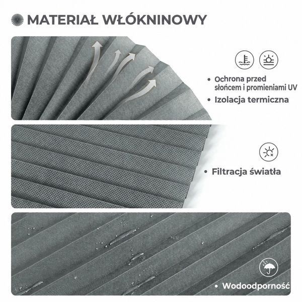 Foliowane plisy okienne chroniące przed słońcem, grafitowe (89870002)