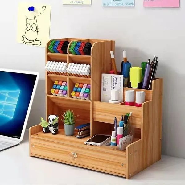 Drewniany organizer na biurko (87550001)