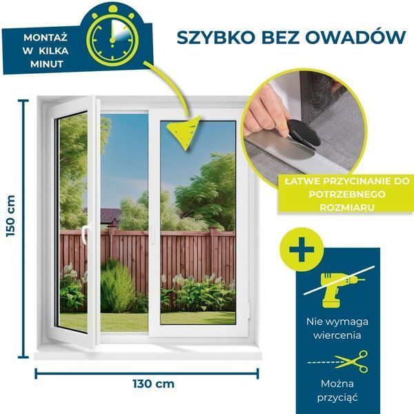Moskitiera z magnetycznym mocowaniem 130x150 cm (92590001)
